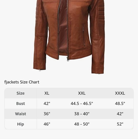 Cognac Brown Leather Motorcycle Jacket - Picture 5 of 5
